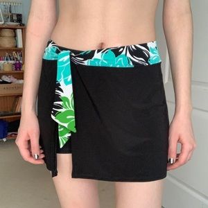 vintage floral tie swim skirt by body i.d.
